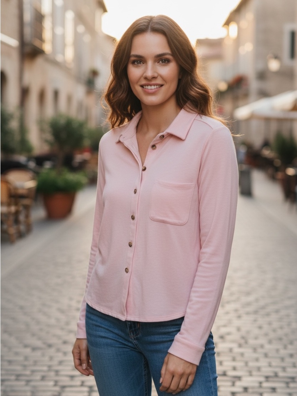Bleusalt The Women’s Button Up Shirt in Pink Size 2/ Medium Chest Pocket